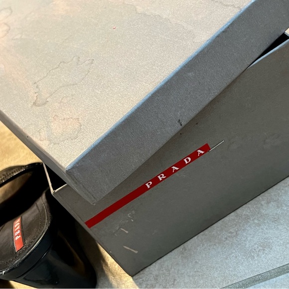 Prada Black/Sport NASTRA size 38 (8) Women Nylon Patent Leather Wedge Sandals - Picture 9 of 10